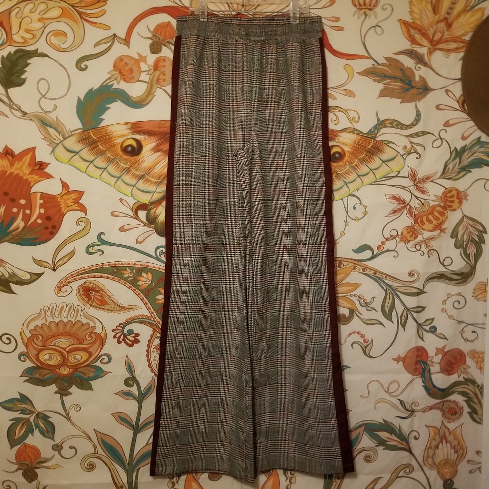 Plaid Wide Leg Trouser Pants